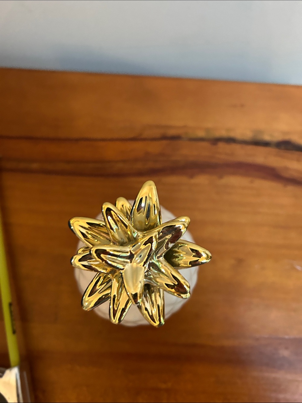 Home Decor |Cream Ceramic Pineapple with Gold Top | age old sign of hospitality - Picture 3 of 5